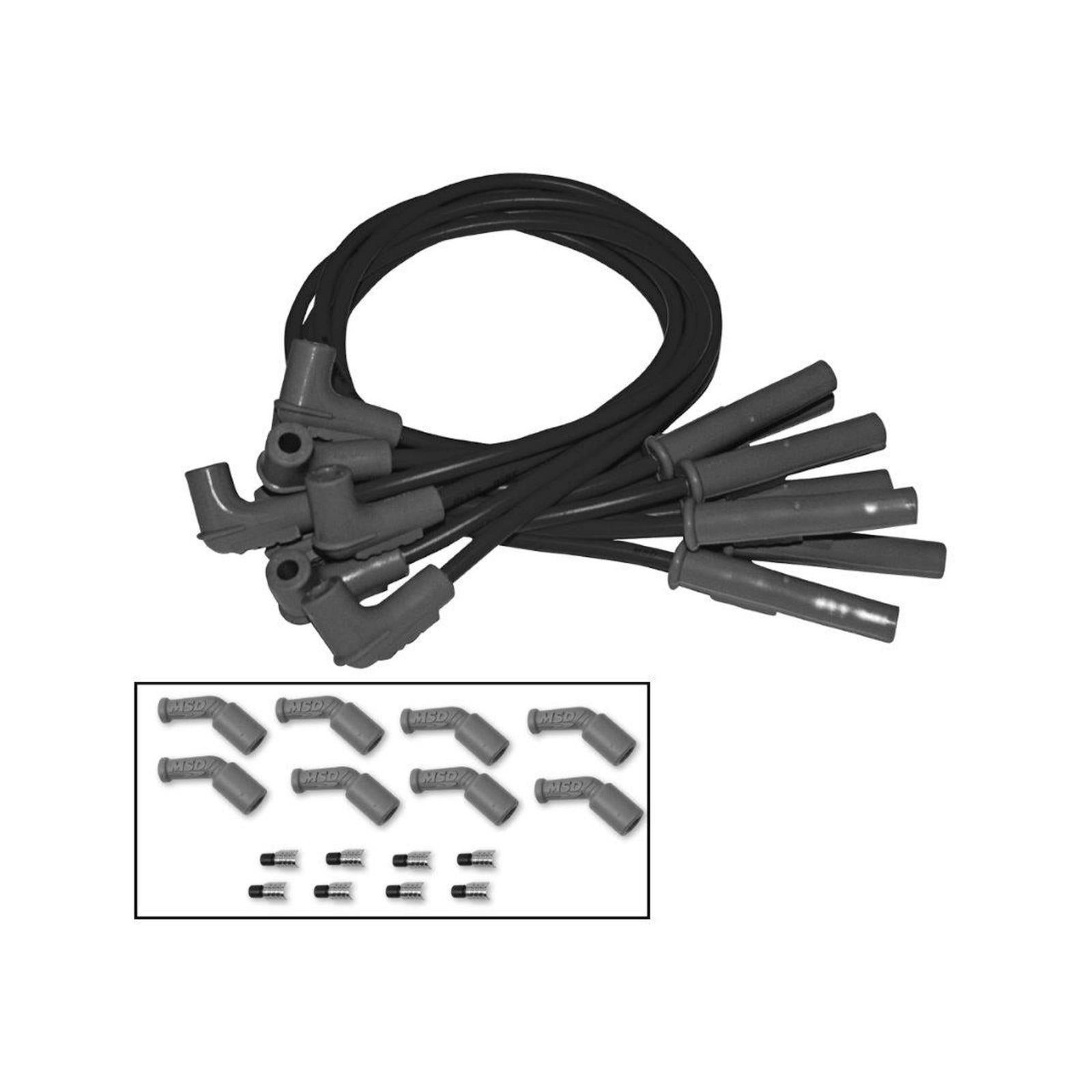 Universal Super Conductor Spark Plug Wire Set LS Engines For GM Gen-Iii Engines Such As The LS1, 3, Or 6, These Wires Are Perfect When You Relocate The Coils. Both 90 Degree And Multi-Angle Boots Are Pre-Crimped MSD Ignition-5
