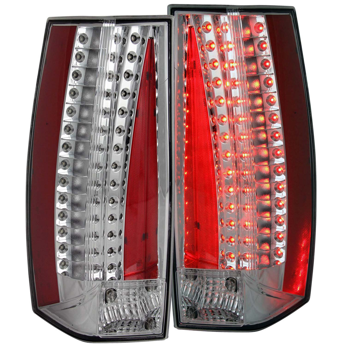 Tail Light Set LED Clear Lens Chrome Housing Pair Cadillac Escalade/ESV 2007-2014 AnzoUSA