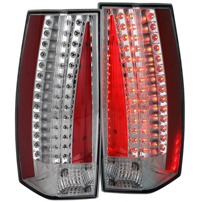 Tail Light Set LED Clear Lens Chrome Housing Pair Cadillac Escalade/ESV 2007-2014 AnzoUSA