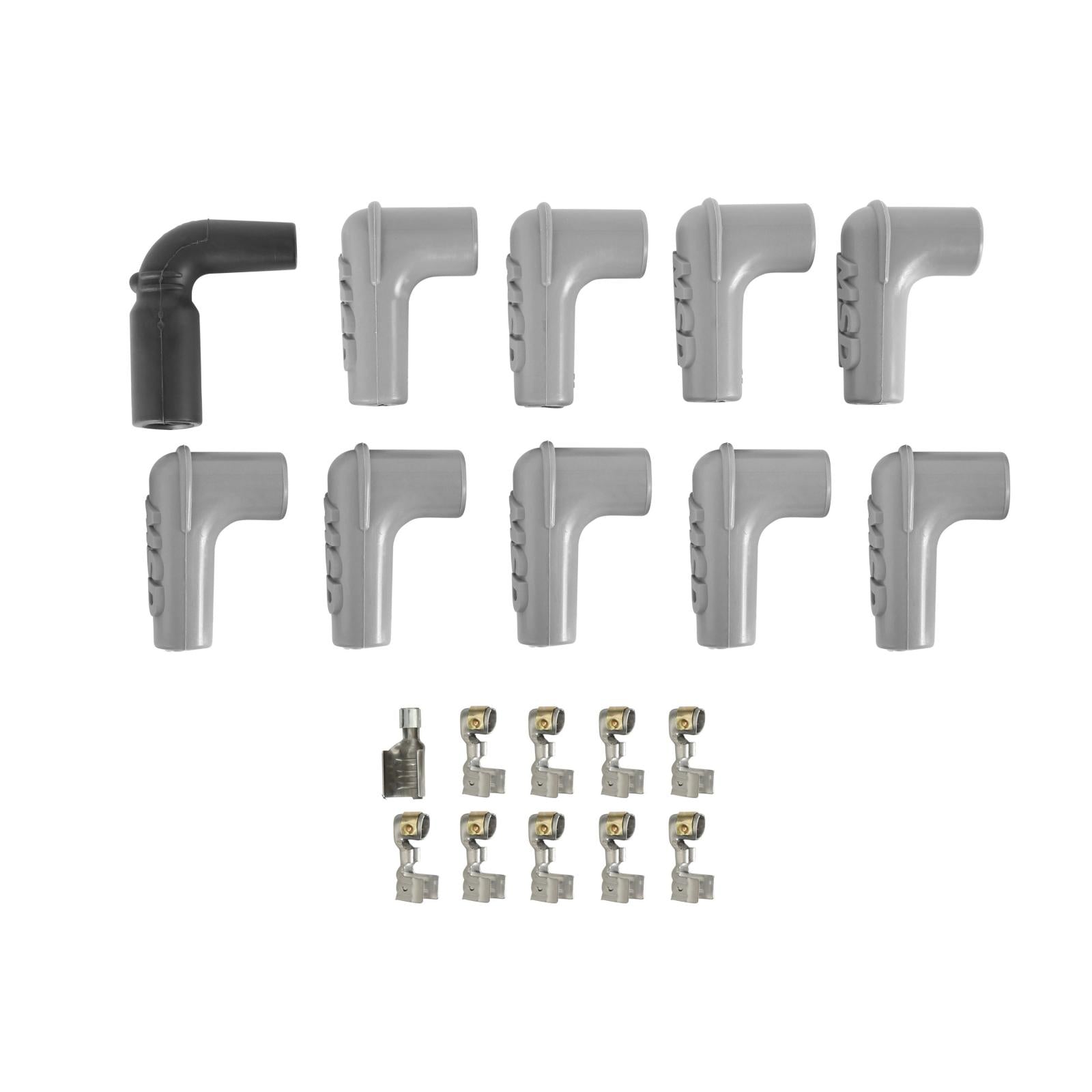 Super Conductor Spark Plug Wire Set Univ. Chevy Lt1 W/Straight Boot For Late Model GM Lt1 Engines Straight Lt1 Boots And Terminals Installed And 90 Degree Spark Plug Boots And Terminals Loose MSD Ignition-4