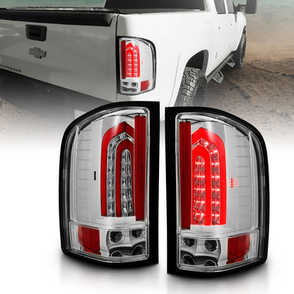 Tail Light Led Taillights Chrome Chevrolet Silverado 1500/3500 2007-2013, 1500 HD 2007, 2500/2500 HD/3500 HD 2007-2014 AnzoUSA