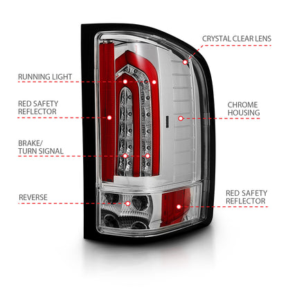 Tail Light Led Taillights Chrome Chevrolet Silverado 1500/3500 2007-2013, 1500 HD 2007, 2500/2500 HD/3500 HD 2007-2014 AnzoUSA-3