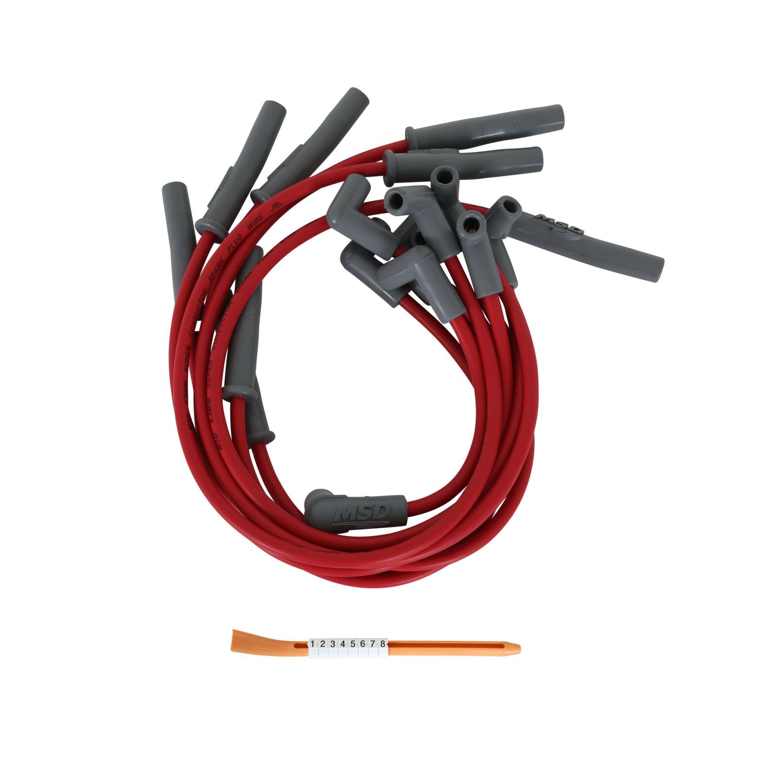 Super Conductor Spark Plug Wire Set Mustang 5.0L '94-On For Use On Ford 5.0L Mustangs, '94-On, Red Jacket MSD Ignition