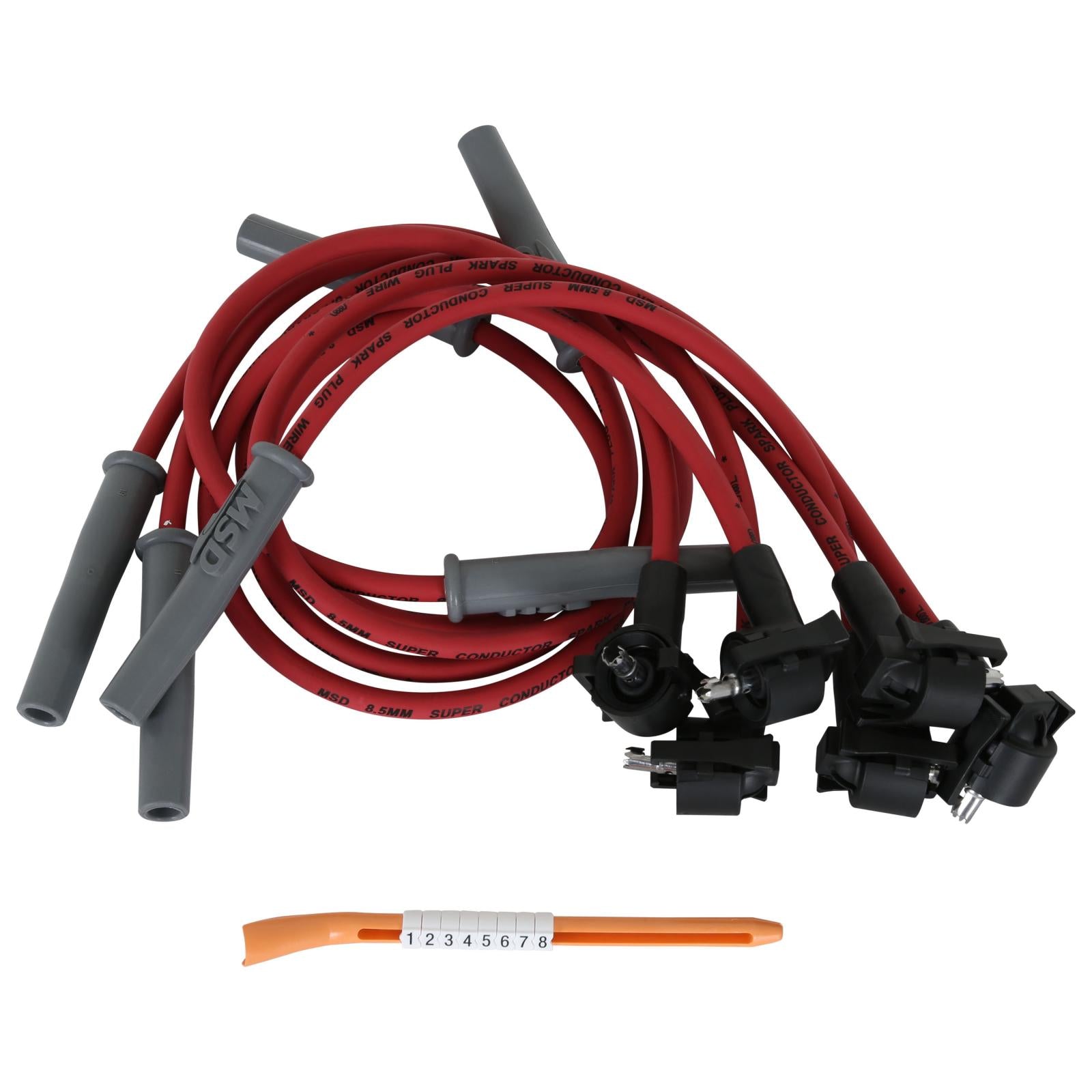 Super Conductor Spark Plug Wire Set Ford Mustang 3.8L, V6, '94-'98 For Use On '94-'98 Ford Mustang 3.8L, V6, Red Jacket MSD Ignition