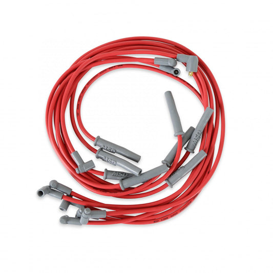 Super Conductor Spark Plug Wire Set Chry. 383-440 Hei For Dist. For Use On Chrysler 383-440 Hei With Distributor, Red Jacket MSD Ignition