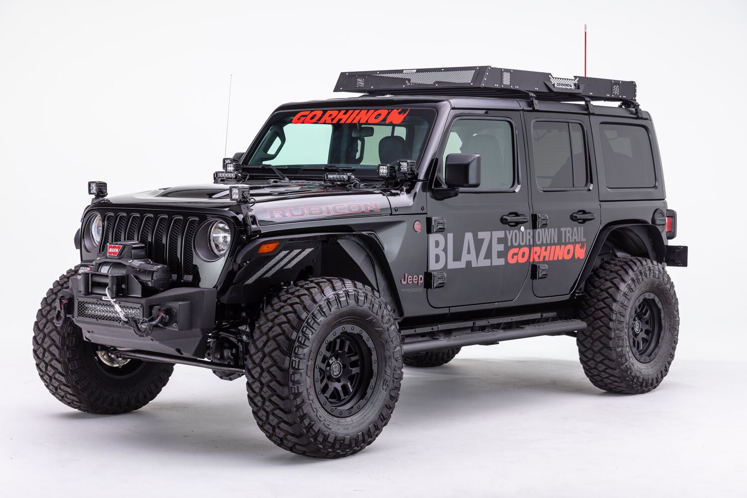 Rockline Front Stubby Bumper Textured Black 2007-2026 Jeep Wrangler JK/JL 2020-2025 Jeep Gladiator Go Rhino-4