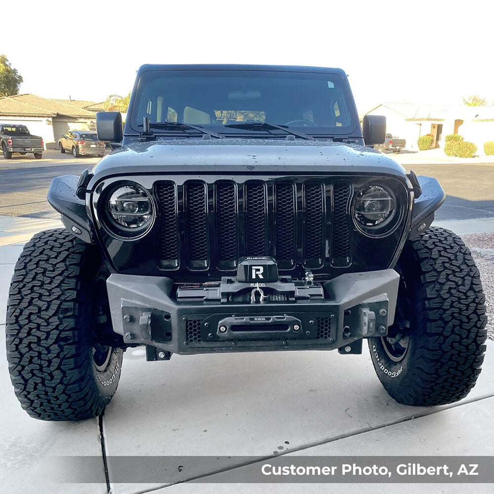 Rockline Front Stubby Bumper Textured Black 2007-2026 Jeep Wrangler JK/JL 2020-2025 Jeep Gladiator Go Rhino-5