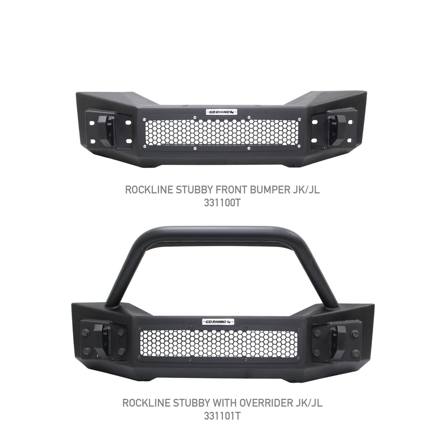 Rockline Front Stubby Bumper Textured Black 2007-2026 Jeep Wrangler JK/JL 2020-2025 Jeep Gladiator Go Rhino-7