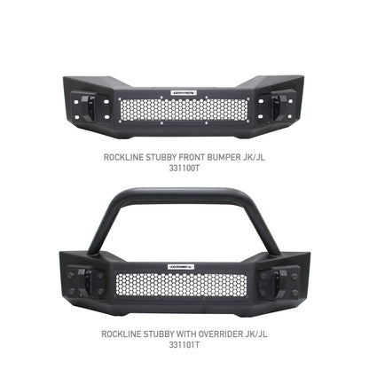 Rockline Front Stubby Bumper Textured Black 2007-2026 Jeep Wrangler JK/JL 2020-2025 Jeep Gladiator Go Rhino-7