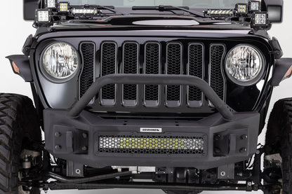 Rockline Front Stubby Bumper W/ Overrider Textured Black 2007-2025 Jeep Wrangler JK/JL 2020-2025 Jeep Gladiator Go Rhino-6