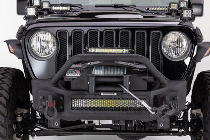 Rockline Front Stubby Bumper W/ Overrider Textured Black 2007-2025 Jeep Wrangler JK/JL 2020-2025 Jeep Gladiator Go Rhino-7