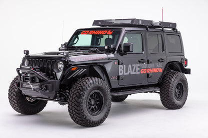 Rockline Front Stubby Bumper W/ Overrider Textured Black 2007-2025 Jeep Wrangler JK/JL 2020-2025 Jeep Gladiator Go Rhino-8