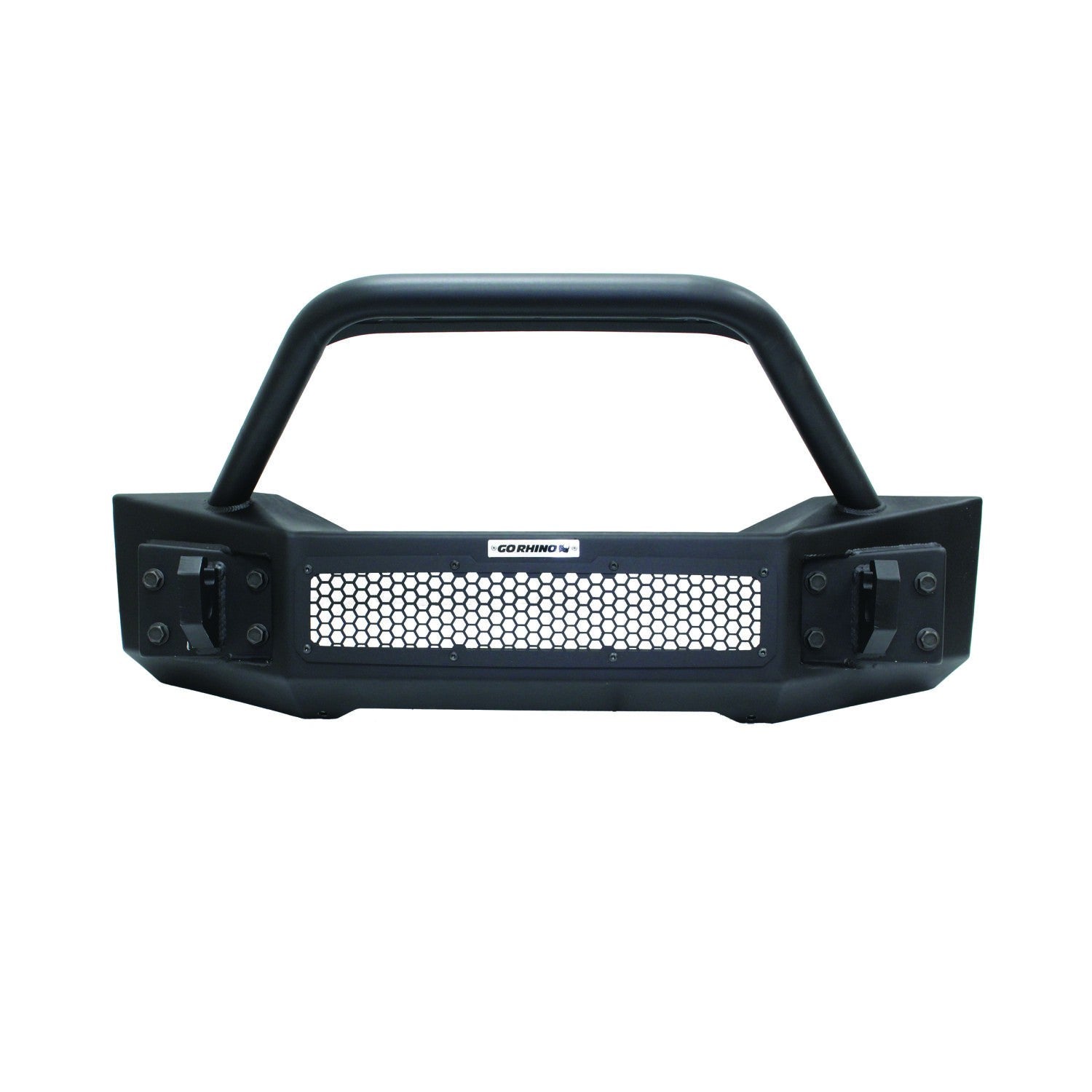 Rockline Front Stubby Bumper W/ Overrider Textured Black 2007-2025 Jeep Wrangler JK/JL 2020-2025 Jeep Gladiator Go Rhino-9