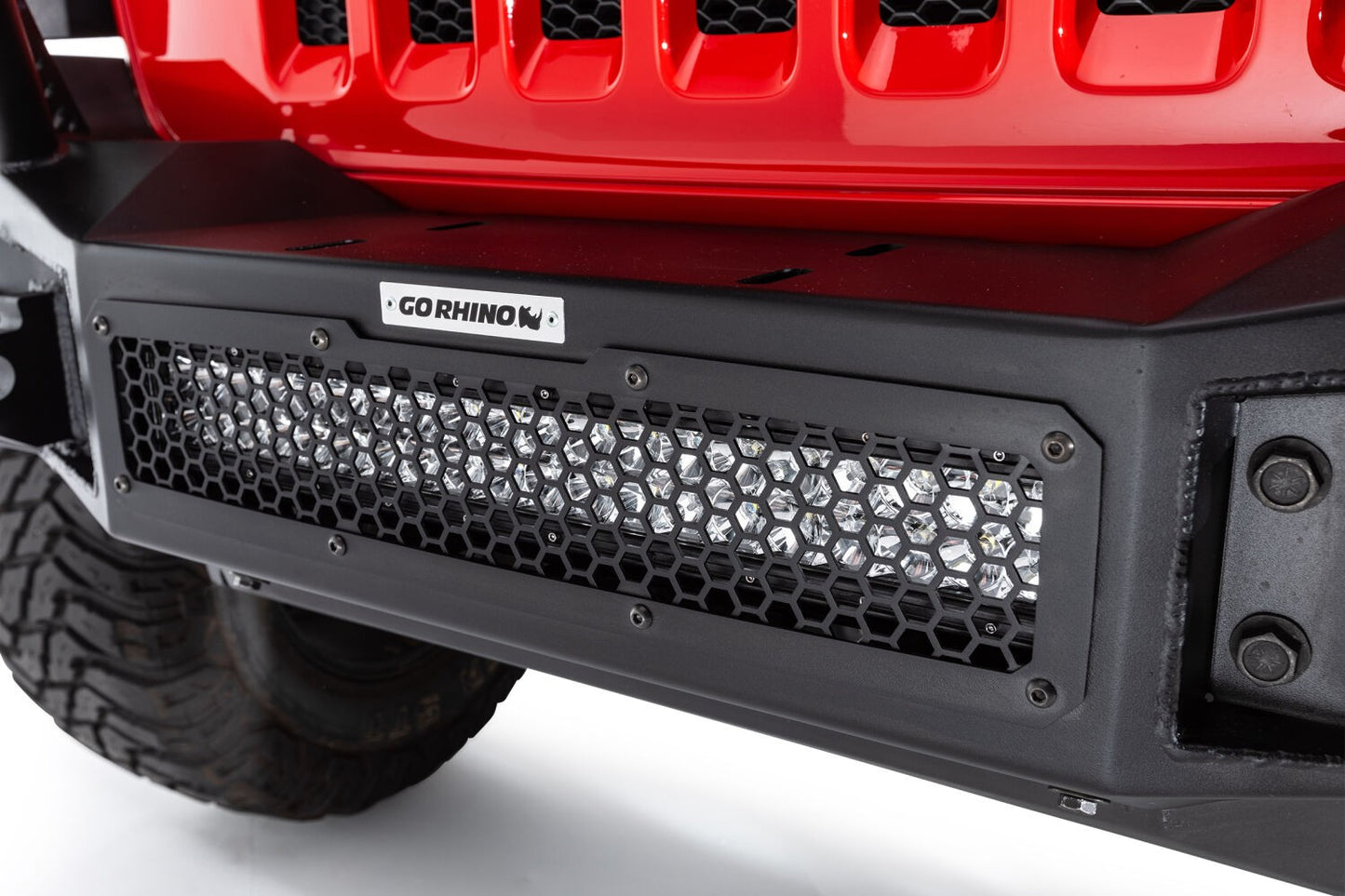 Rockline Front Full Width Bumper Textured Black 2007-2025 Jeep Wrangler JK/JL 2020-2025 Jeep Gladiator Go Rhino-2