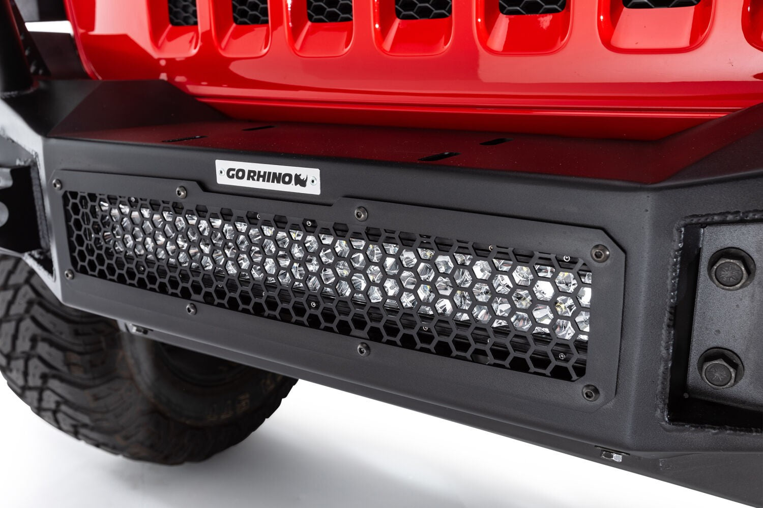 Rockline Front Full Width Bumper Textured Black 2007-2025 Jeep Wrangler JK/JL 2020-2025 Jeep Gladiator Go Rhino-2