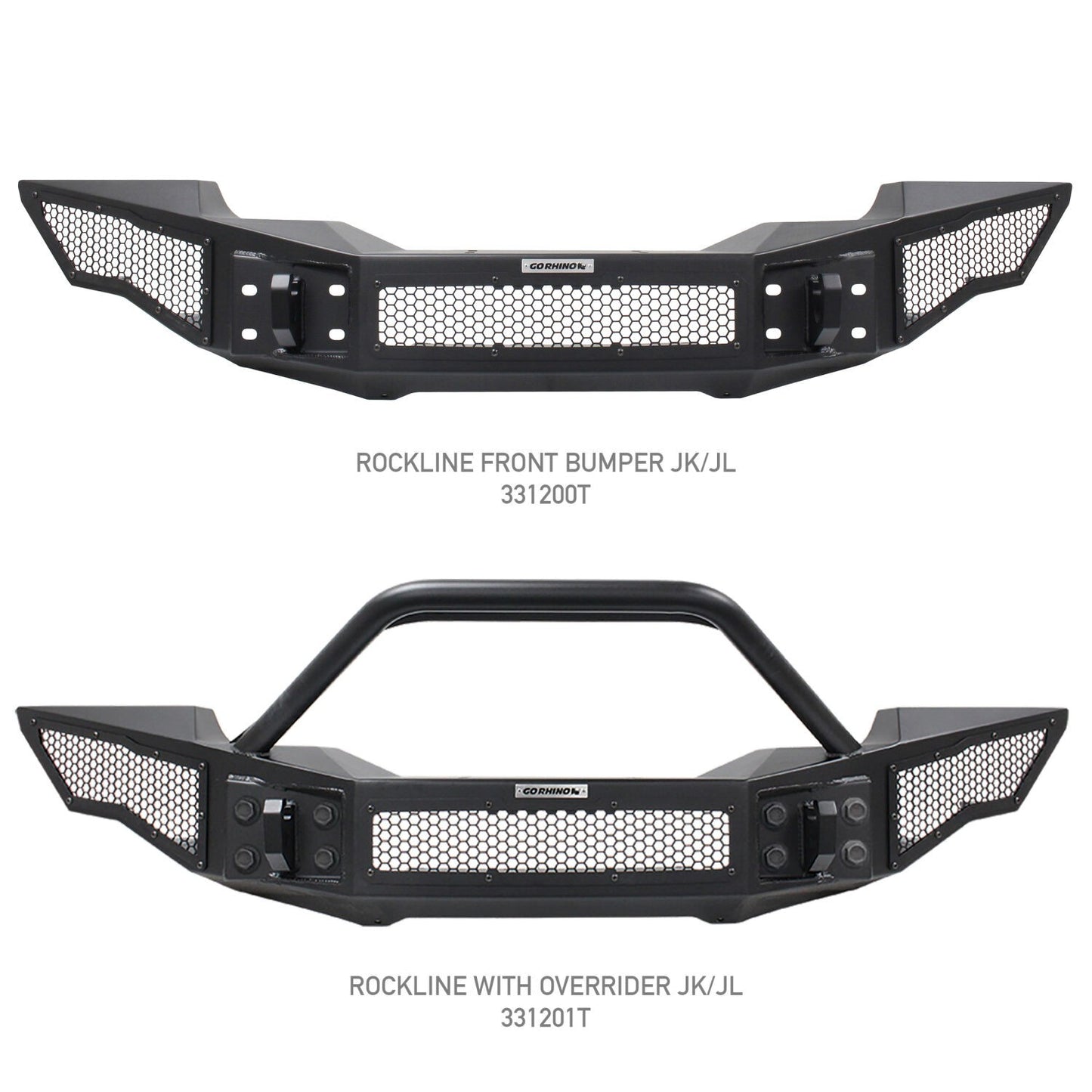 Rockline Front Full Width Bumper Textured Black 2007-2025 Jeep Wrangler JK/JL 2020-2025 Jeep Gladiator Go Rhino-6