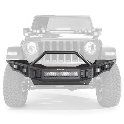 Rockline Front Full Width Bumper W/ Overrider Textured Black 2007-2024 Jeep Wrangler JK/JL 2020-2025 Jeep Gladiator Go Rhino-4