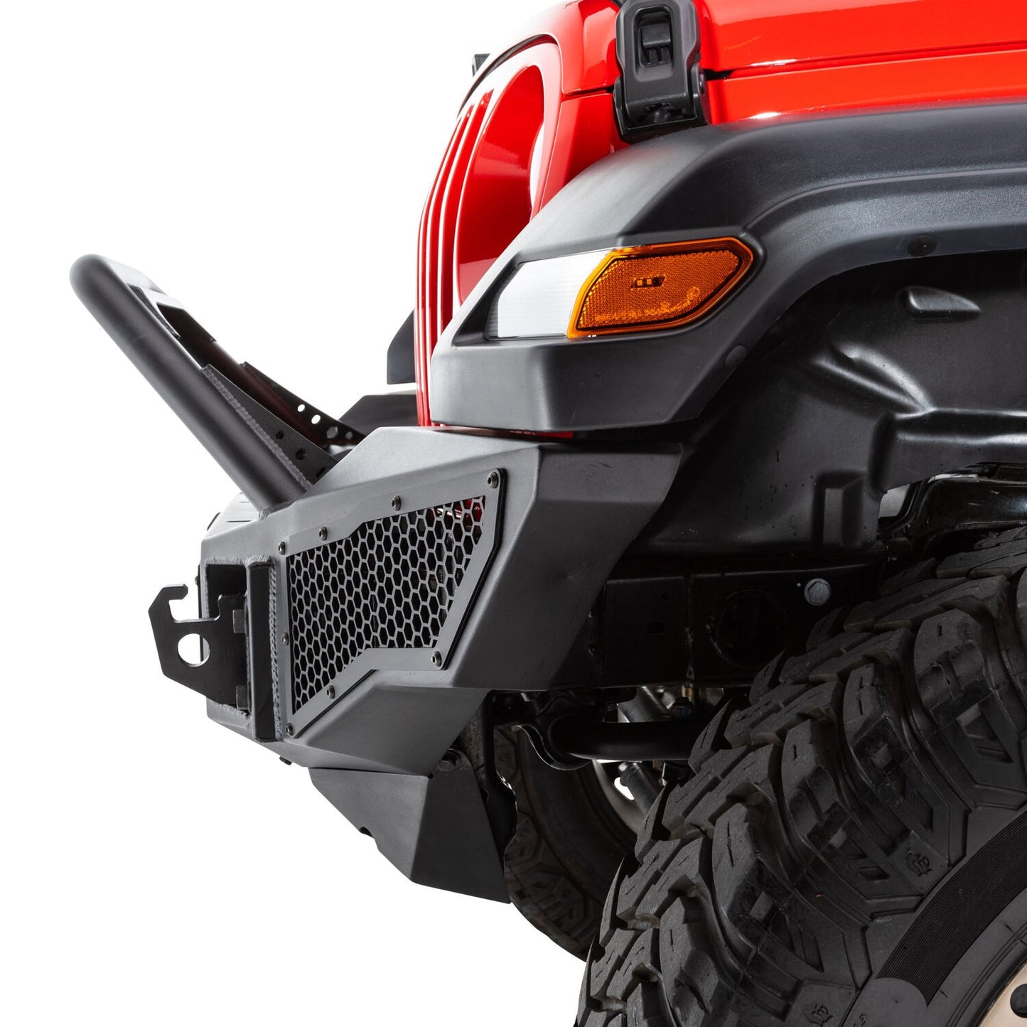Rockline Front Full Width Bumper W/ Overrider Textured Black 2007-2024 Jeep Wrangler JK/JL 2020-2025 Jeep Gladiator Go Rhino-5