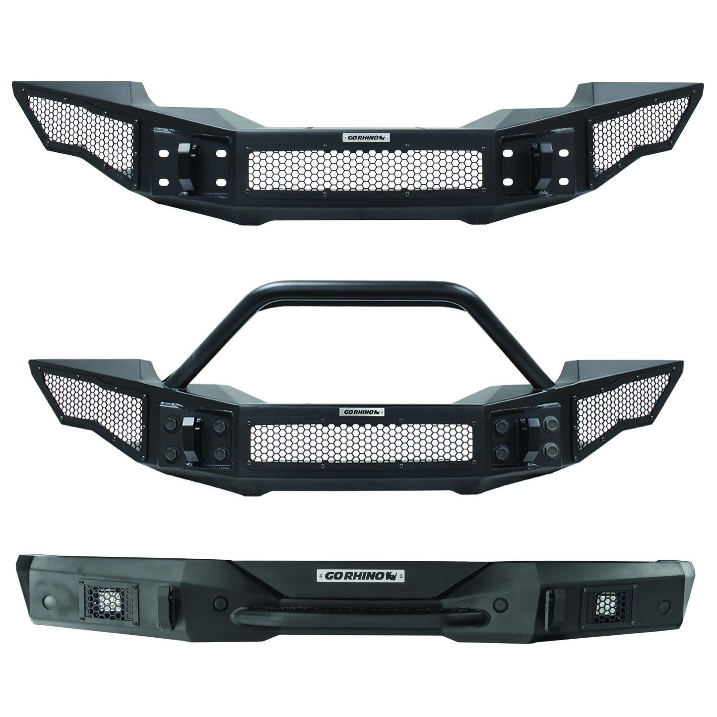 Rockline Front Full Width Bumper W/ Overrider Textured Black 2007-2024 Jeep Wrangler JK/JL 2020-2025 Jeep Gladiator Go Rhino-8