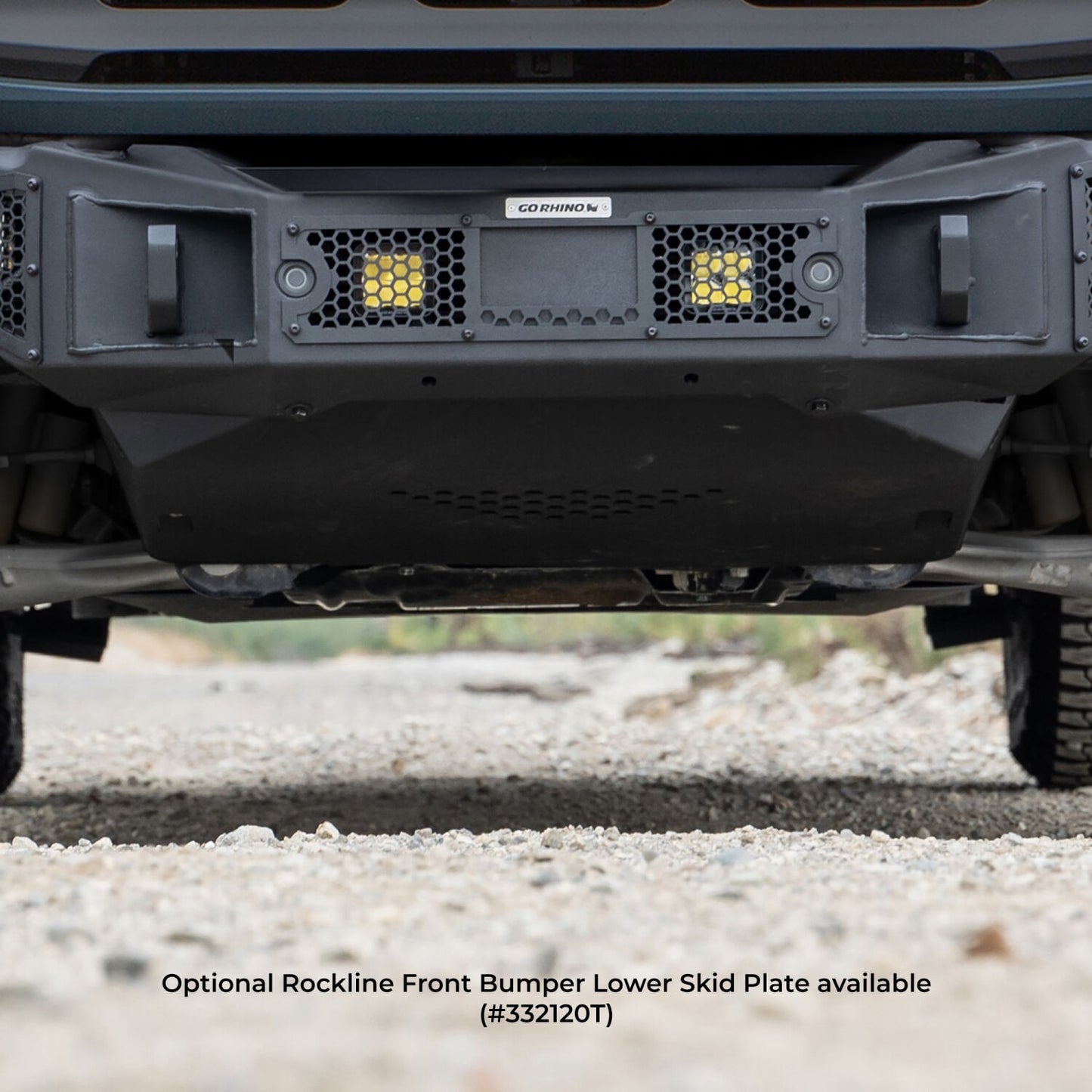Rockline Winch Ready Front Full Width Bumper For Ford Bronco Textured Black 2021-2026 Ford Bronco Go Rhino-1