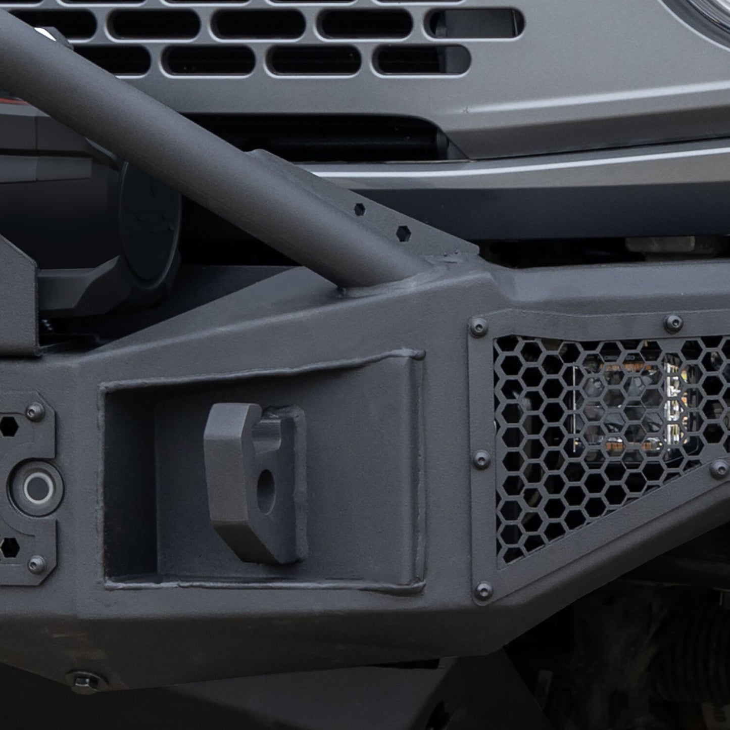 Rockline Winch Ready Front Full Width Bumper With Overrider For Ford Bronco Textured Black 2021-2026 Ford Bronco Go Rhino-3