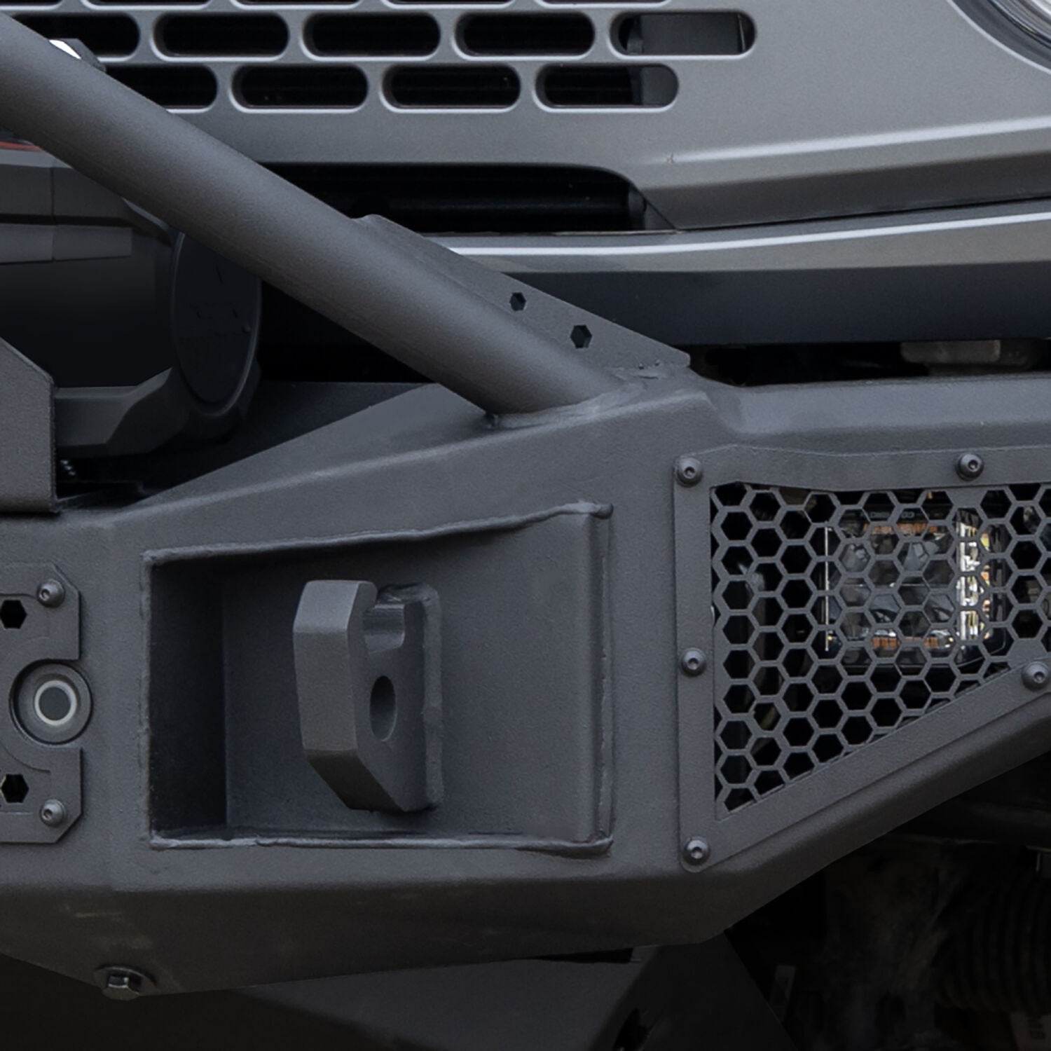 Rockline Winch Ready Front Full Width Bumper With Overrider For Ford Bronco Textured Black 2021-2026 Ford Bronco Go Rhino-3