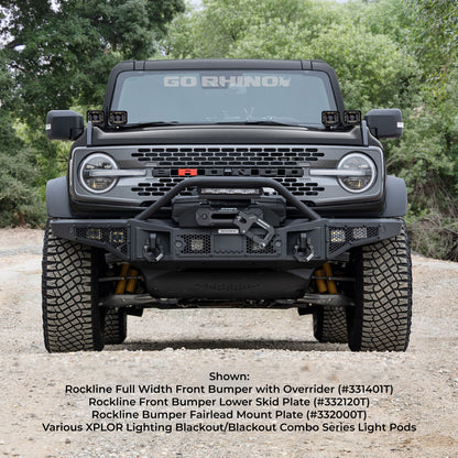 Rockline Winch Ready Front Full Width Bumper With Overrider For Ford Bronco Textured Black 2021-2026 Ford Bronco Go Rhino-9