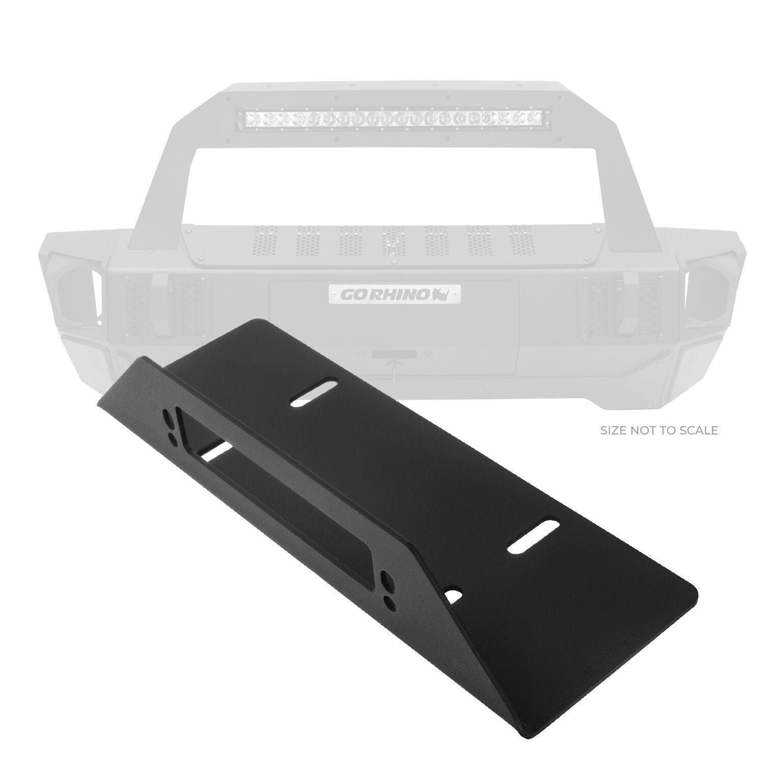 Rockline Bumper Fairlead Mount Plate Textured Black 2007-2025 Jeep Wrangler JK/JL 2020-2025 Jeep Gladiator 2021-2026 Ford Bronco Go Rhino-1