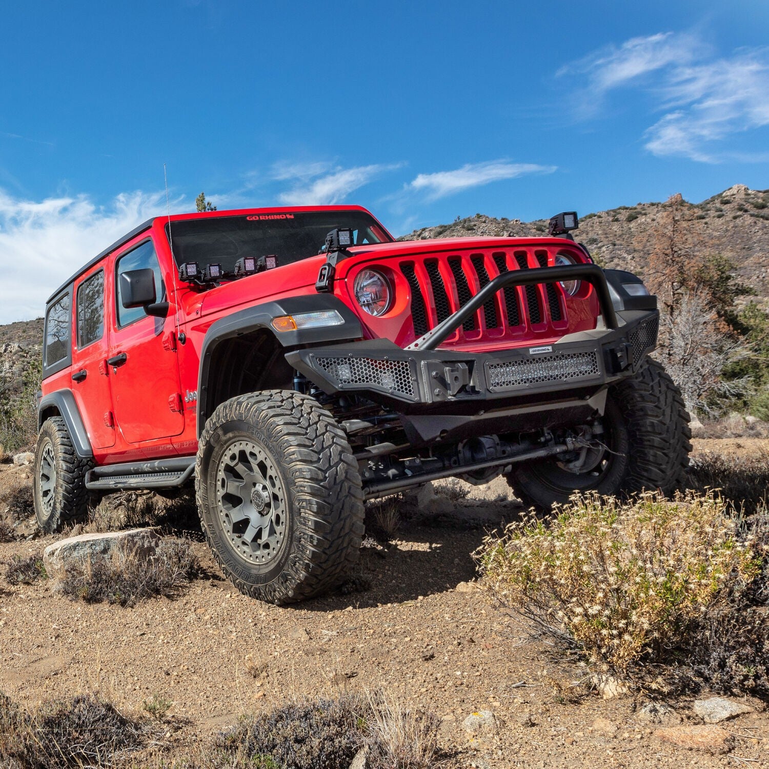 Rockline Front Bumper Lower Skid Plate Textured Black 2018-2026 Jeep Wrangler JL 2020-2025 Jeep Gladiator Go Rhino-1