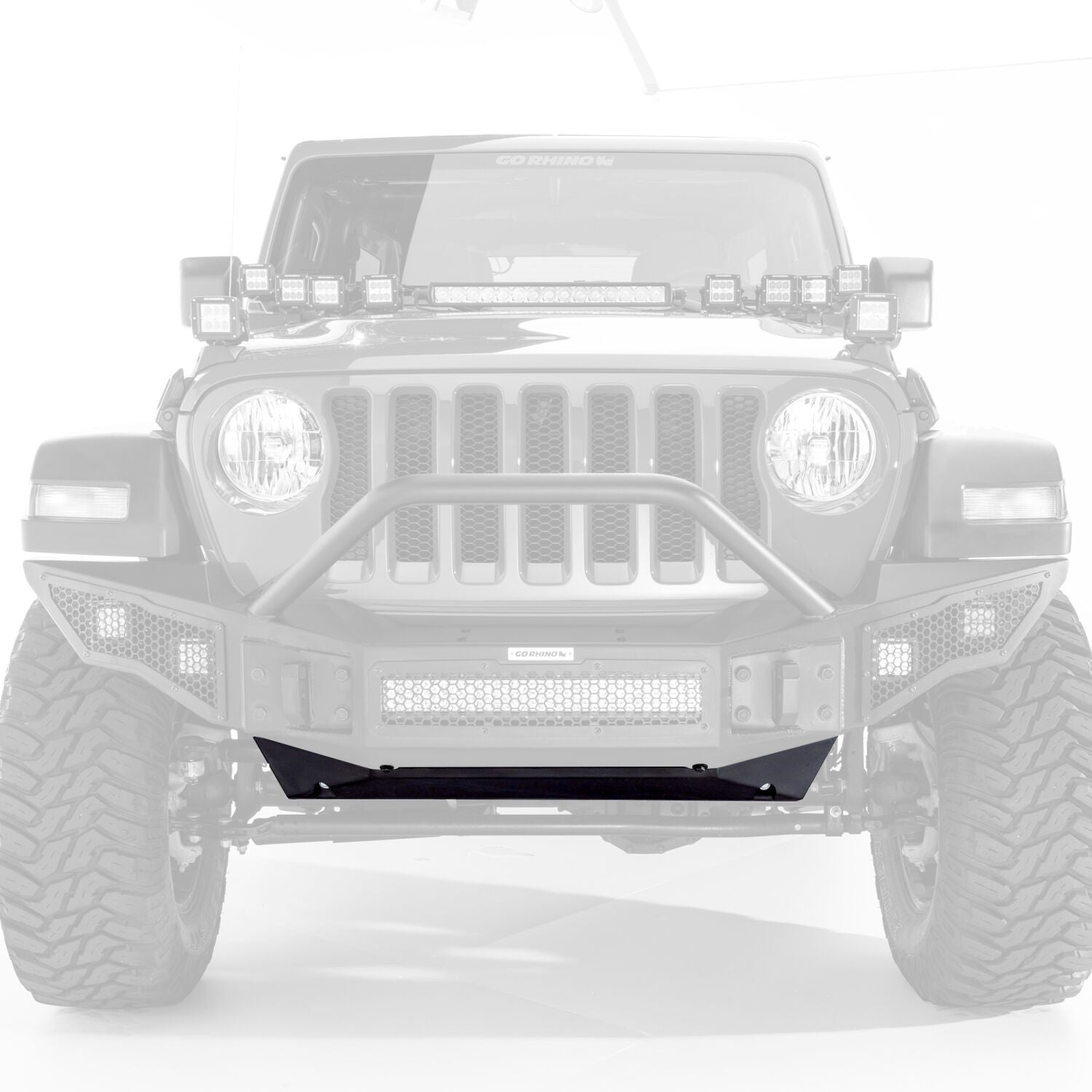 Rockline Front Bumper Lower Skid Plate Textured Black 2018-2026 Jeep Wrangler JL 2020-2025 Jeep Gladiator Go Rhino-4