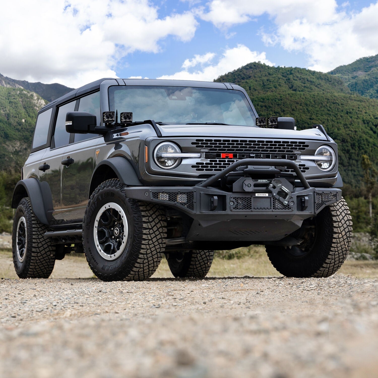 Rockline Front Bumper Lower Skid Plate For Ford Bronco Textured Black 2021-2026 Ford Bronco 2025-2025 Jeep Gladiator Go Rhino
