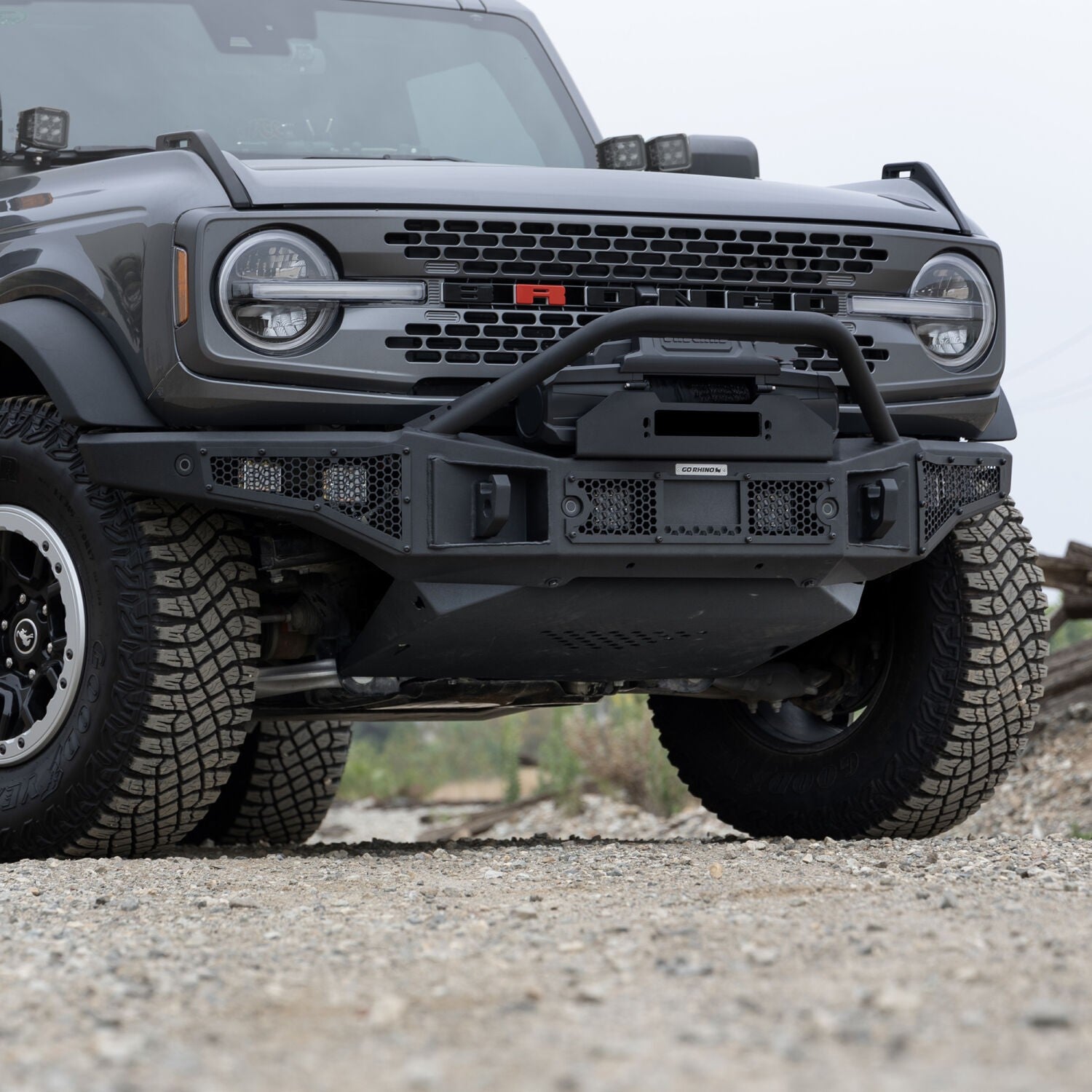 Rockline Front Bumper Lower Skid Plate For Ford Bronco Textured Black 2021-2026 Ford Bronco 2025-2025 Jeep Gladiator Go Rhino-1