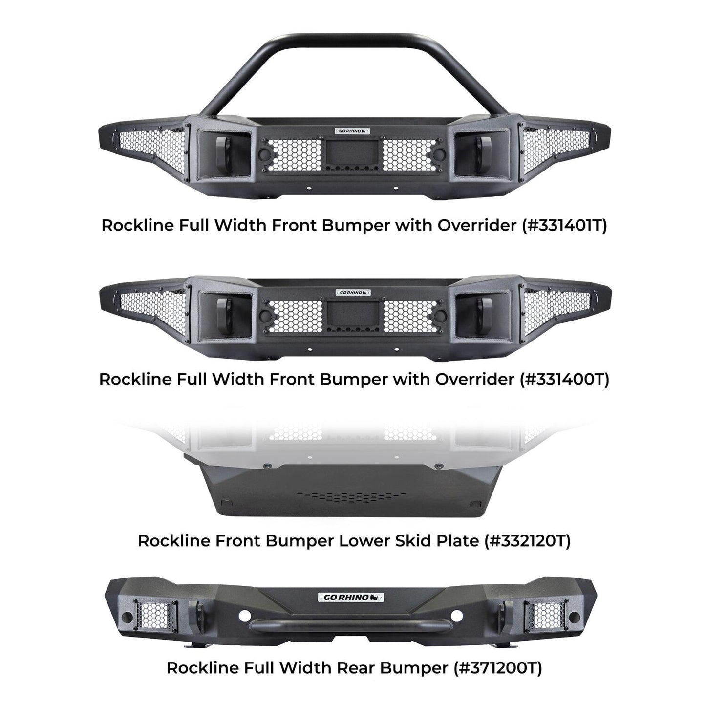 Rockline Front Bumper Lower Skid Plate For Ford Bronco Textured Black 2021-2026 Ford Bronco 2025-2025 Jeep Gladiator Go Rhino-3