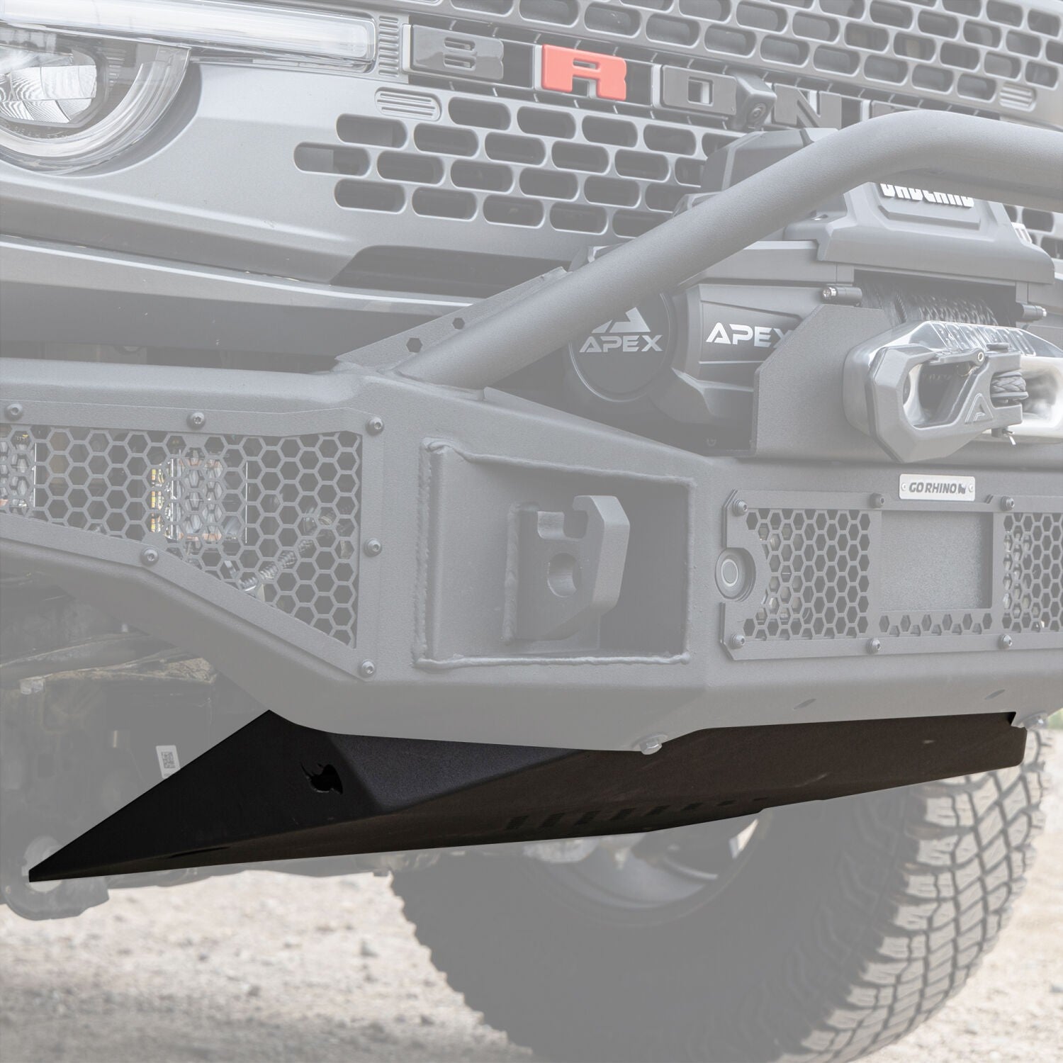 Rockline Front Bumper Lower Skid Plate For Ford Bronco Textured Black 2021-2026 Ford Bronco 2025-2025 Jeep Gladiator Go Rhino-4
