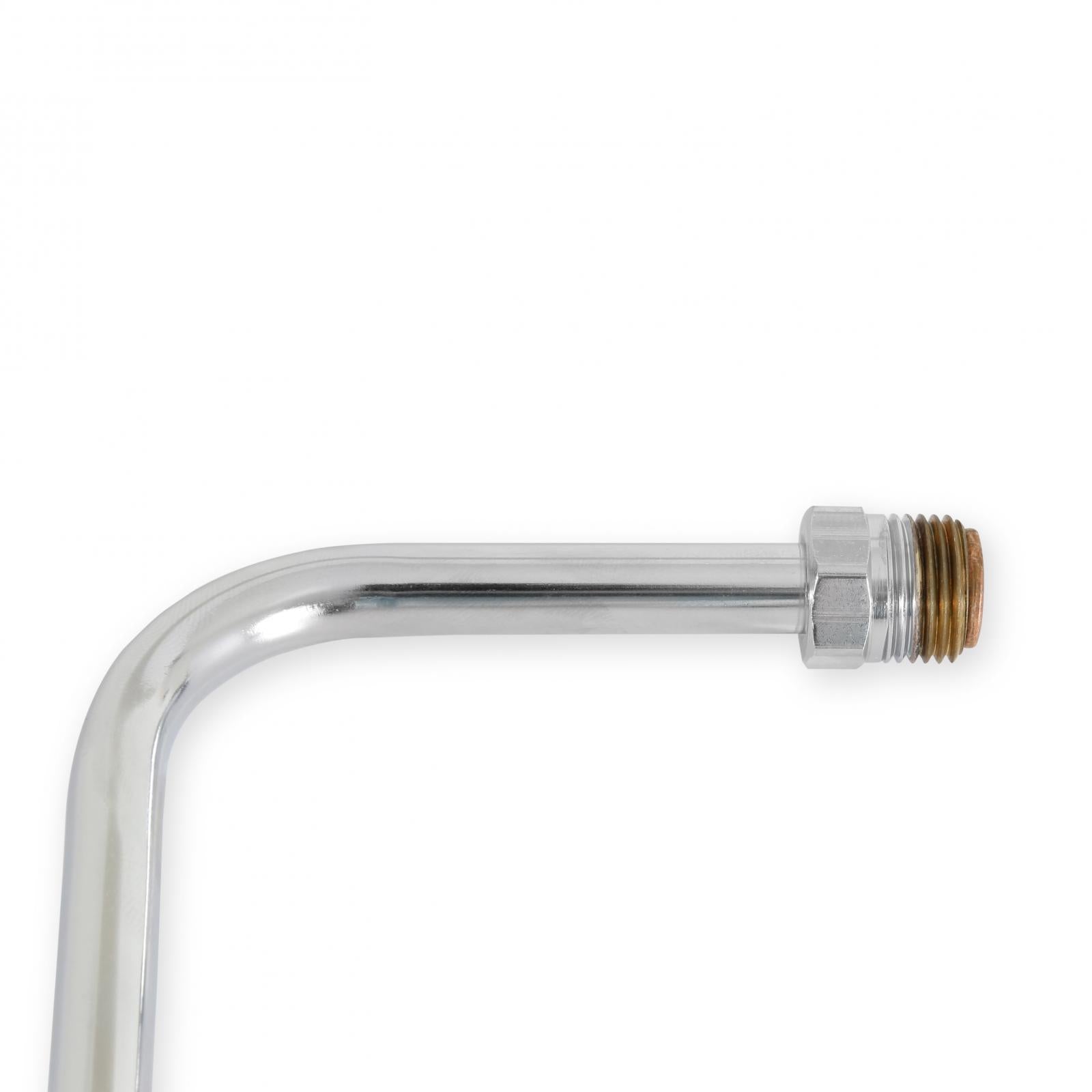 Fuel Line Chrome for Model 4160 Carburetor 5/8-18 Inverted Flare Inlet 8-21/32 Center to Center Holley-3