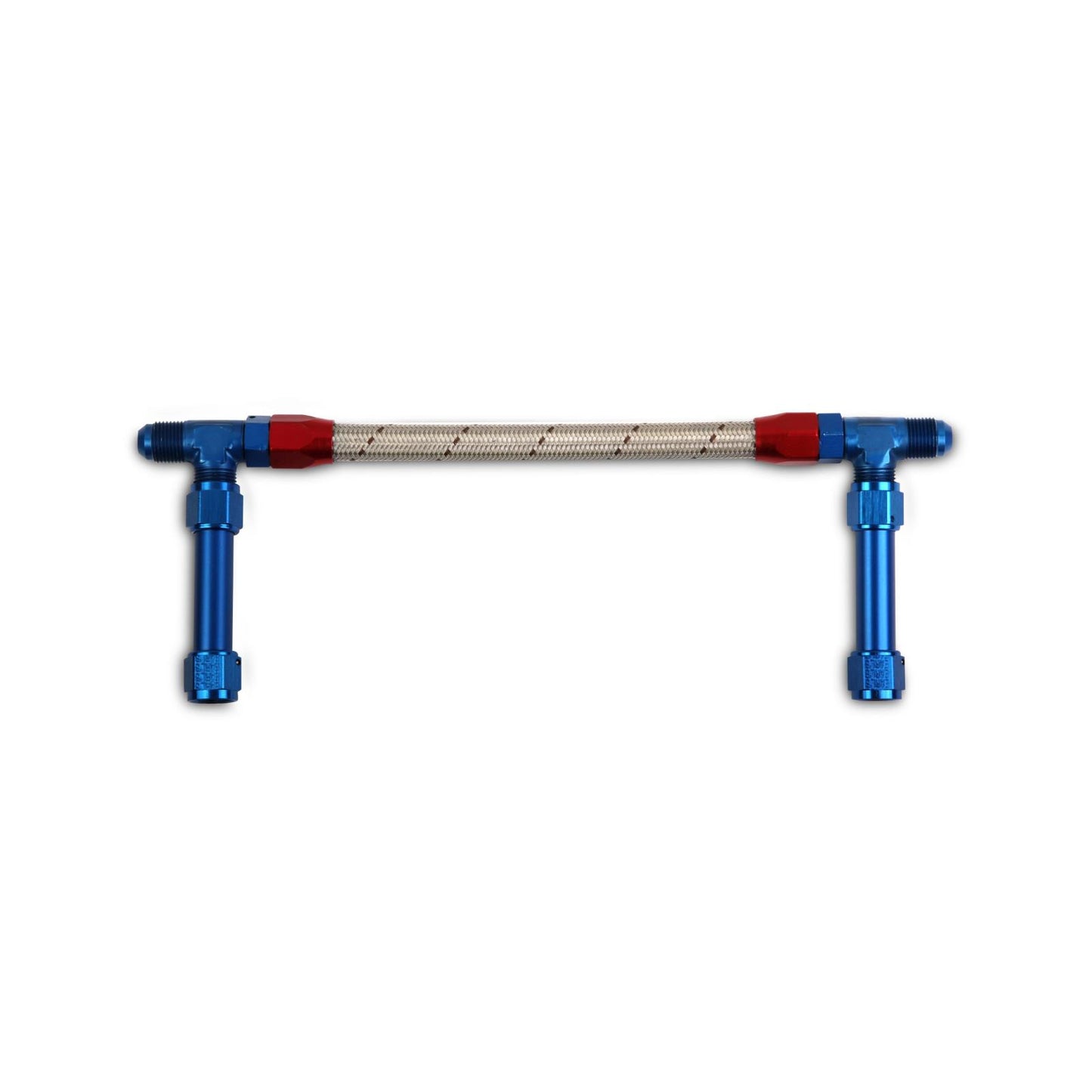 Fuel Line Dual Fuel Lines for Gen 3 Dominator Carburetors w -8 O-Ring HP Bowls Fuel Line with Dual 8AN Inlet, Red & Blue Fittings with Stainless Hose Holley
