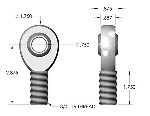 3/4 Inch Joint Kit Right Hand Thread (Normal) Heim and Rod End