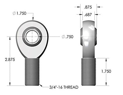 3/4 Inch Joint Kit Right Hand Thread (Normal) Heim and Rod End