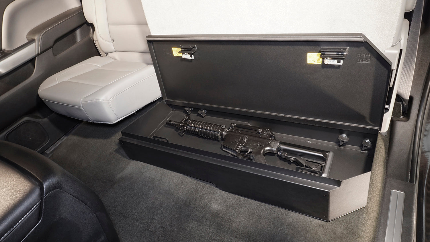 Rear Underseat Lockbox - 07-19 Silverado/Sierra 1500 19 Old Body Style} / 07-19 2500HD/3500HD w/ Crew Cab 60% Length Black Products Tuffy Security-16