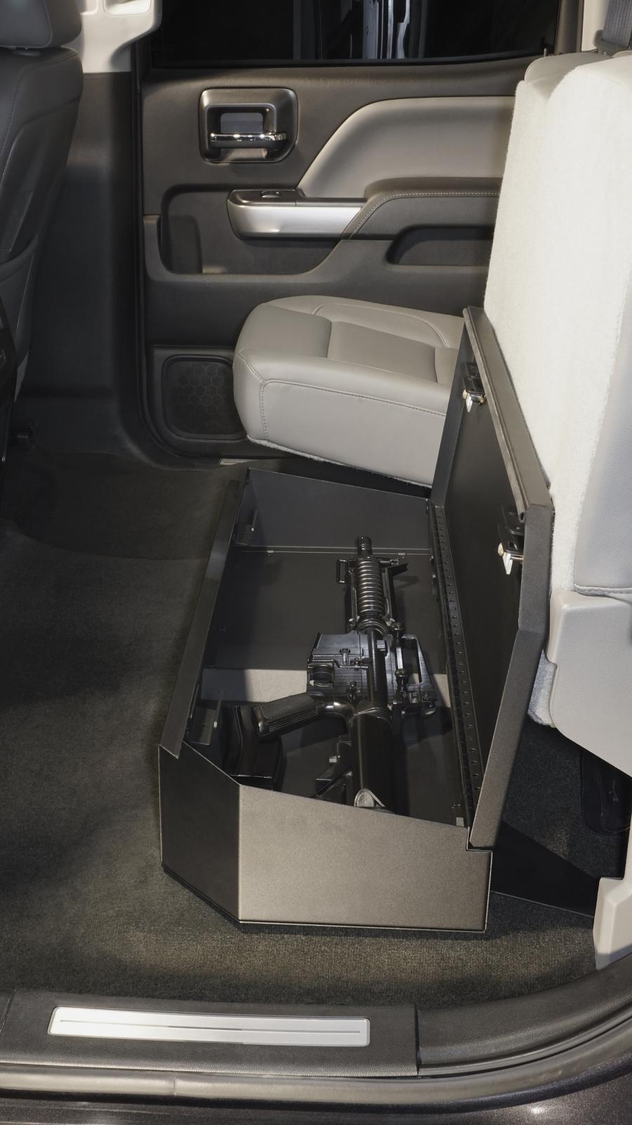 Rear Underseat Lockbox - 07-19 Silverado/Sierra 1500 19 Old Body Style} / 07-19 2500HD/3500HD w/ Crew Cab 60% Length Black Products Tuffy Security-9