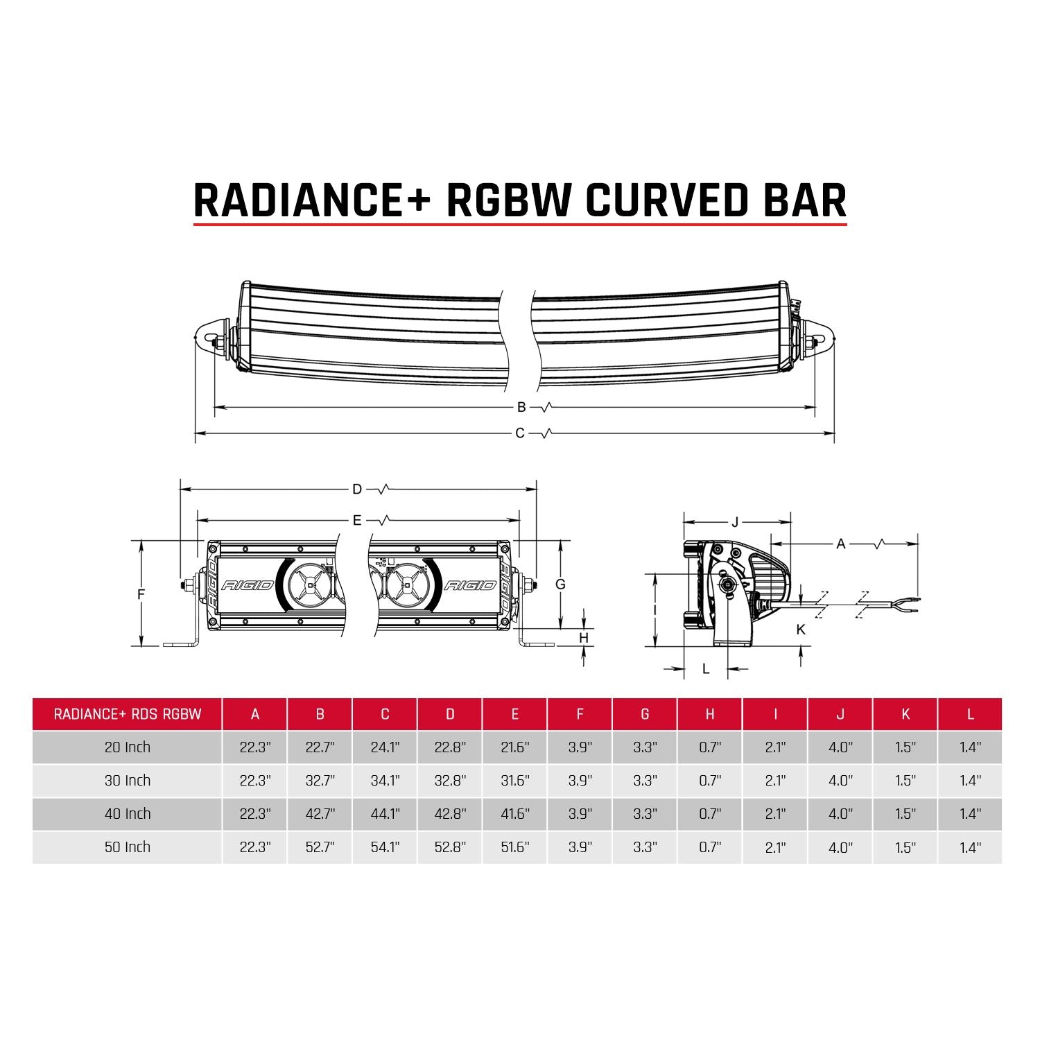 Radiance Plus Curved 40 Inch RGBW Light Bar Rigid Industries-2