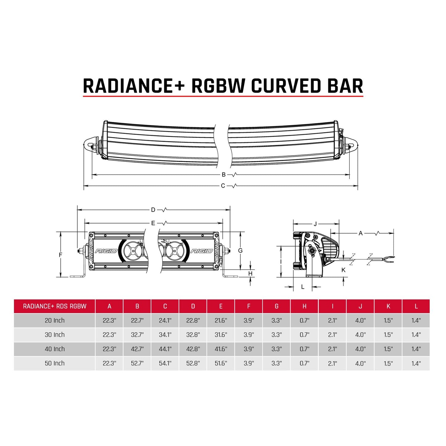 Radiance Plus Curved 40 Inch RGBW Light Bar Rigid Industries-2
