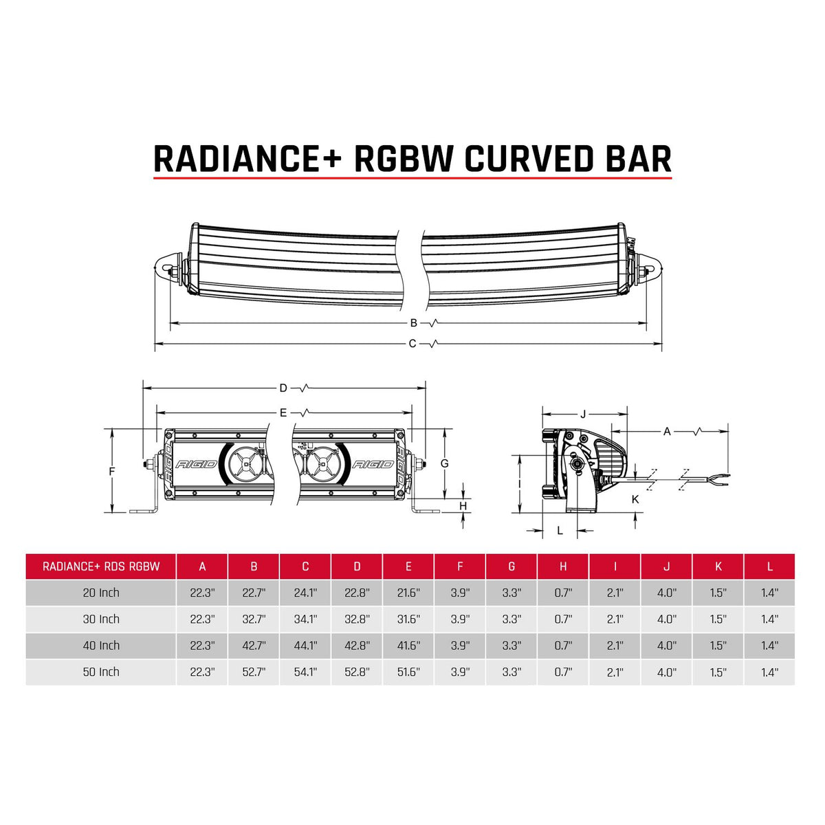 Radiance Plus Curved 40 Inch RGBW Light Bar Rigid Industries-2