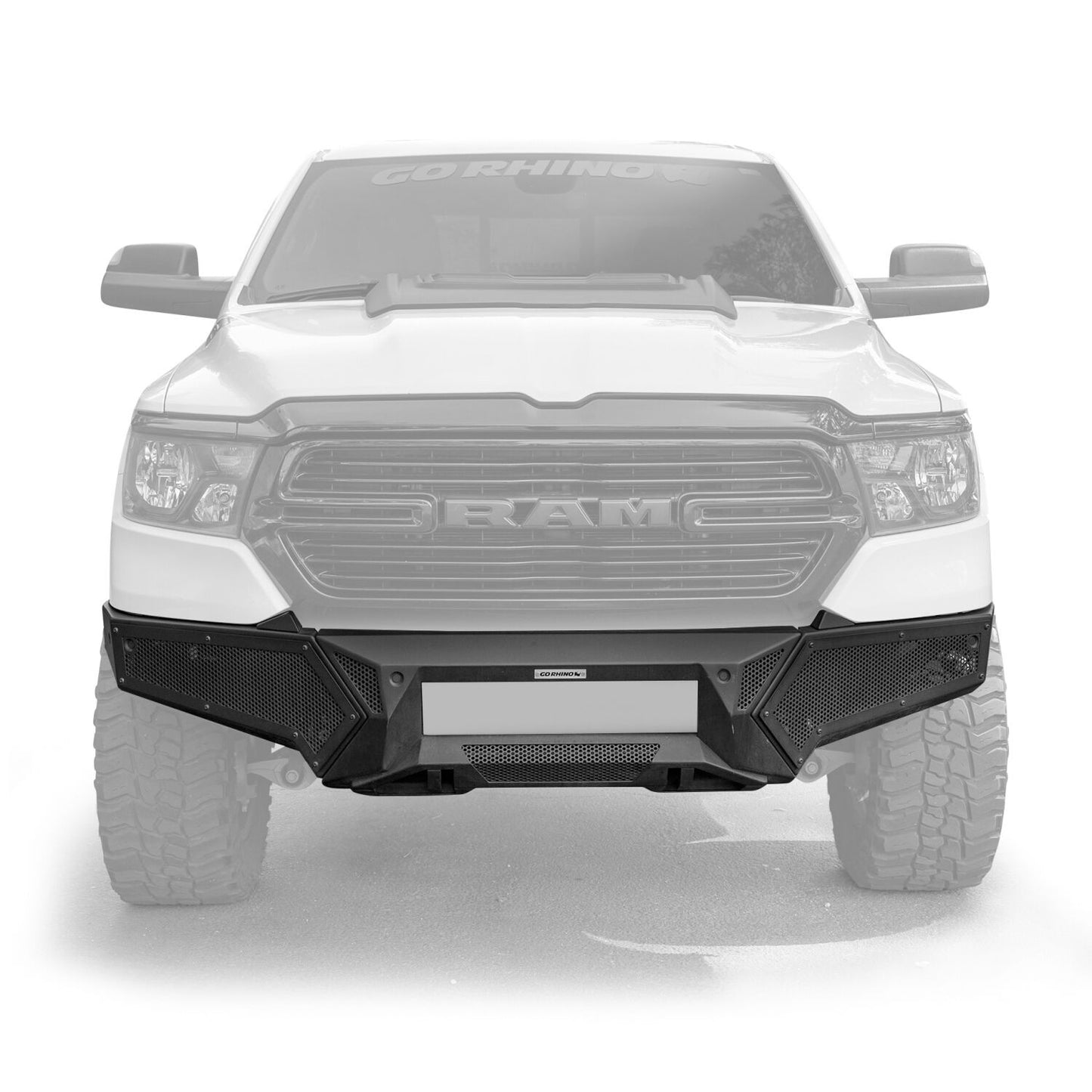 Element Front Bumper with Fixed Light Bar Mount Textured Black 2019-2024 Ram 1500 Go Rhino-1