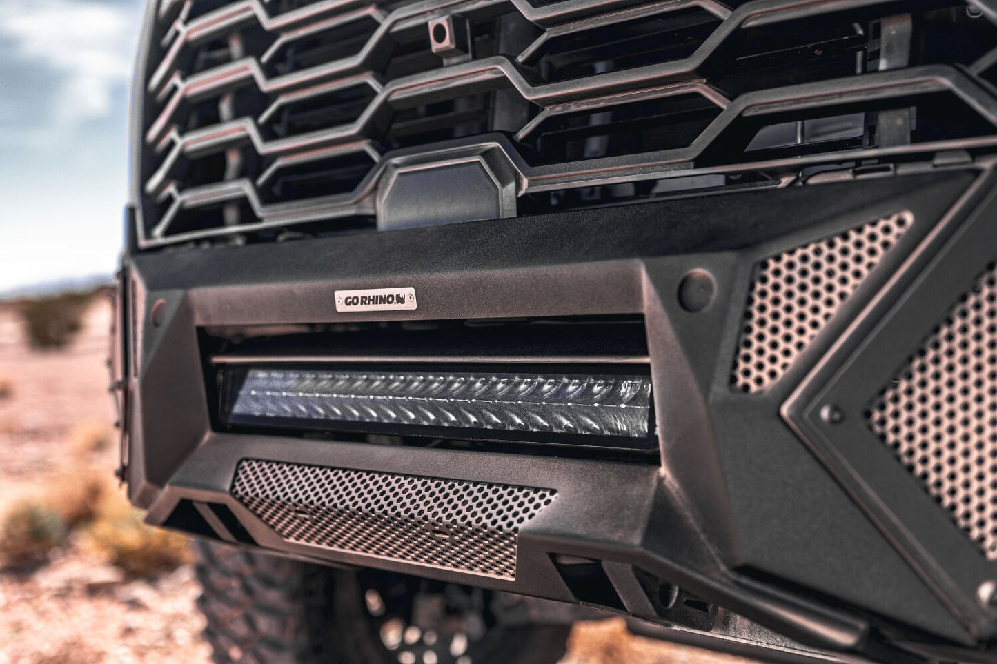 Element Front Bumper W/Power Actuated Hide Away Light Bar Mount Textured Black 2022-2026 Toyota Tundra Go Rhino-3