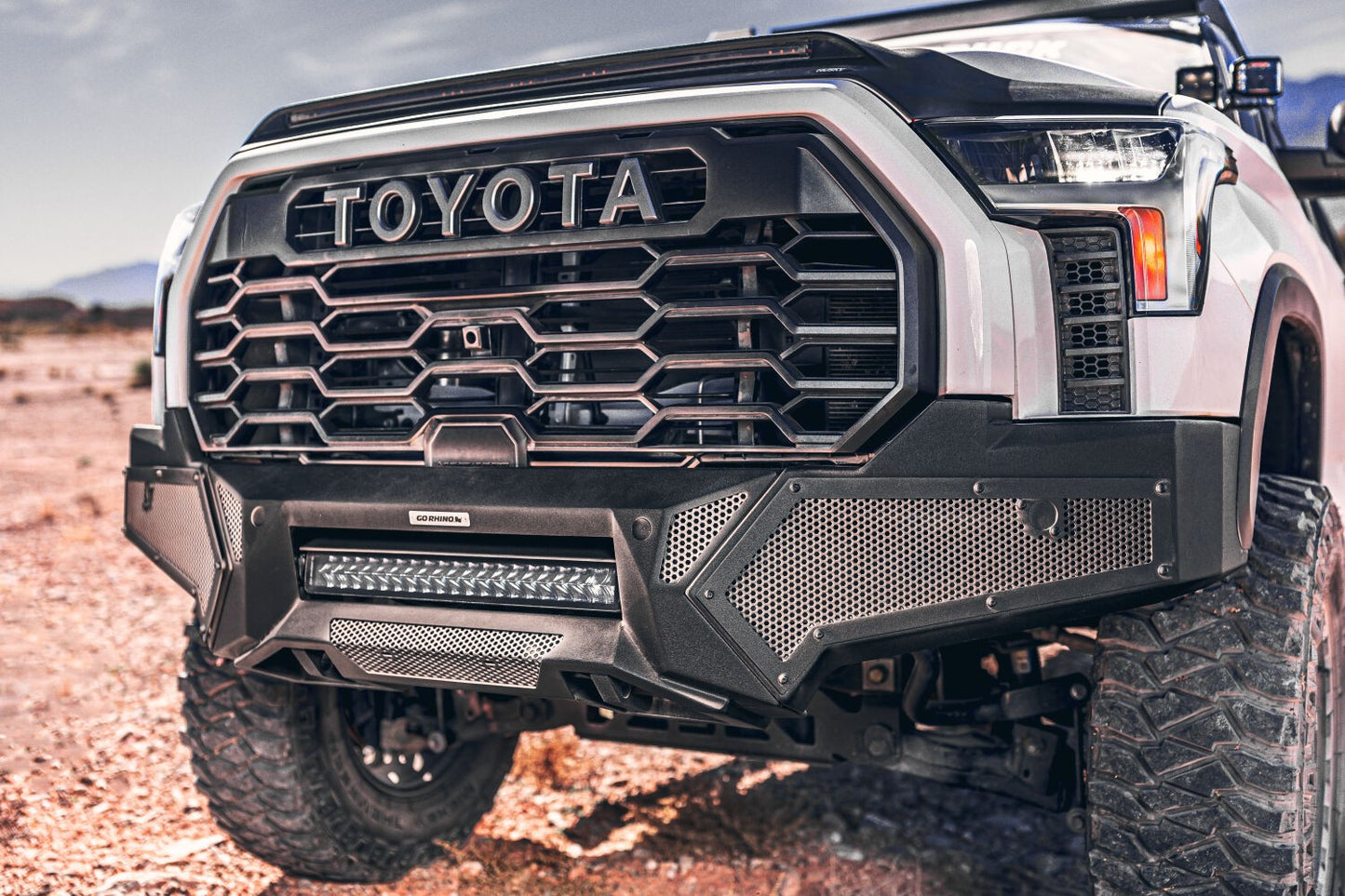 Element Front Bumper with Fixed Light Bar Mount Textured Black 2022-2025 Toyota Tundra Go Rhino-2