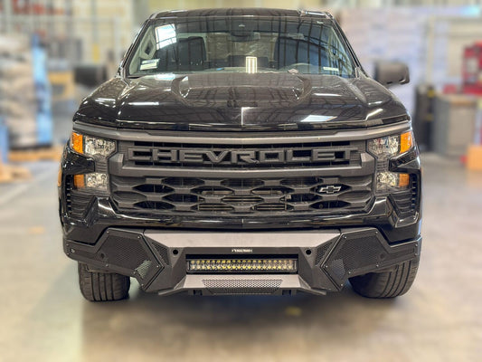 Element Front Bumper W/Power Actuated LightBar Mount Texured Black 2019-2022 Silverado/Sierra 1500 Go Rhino