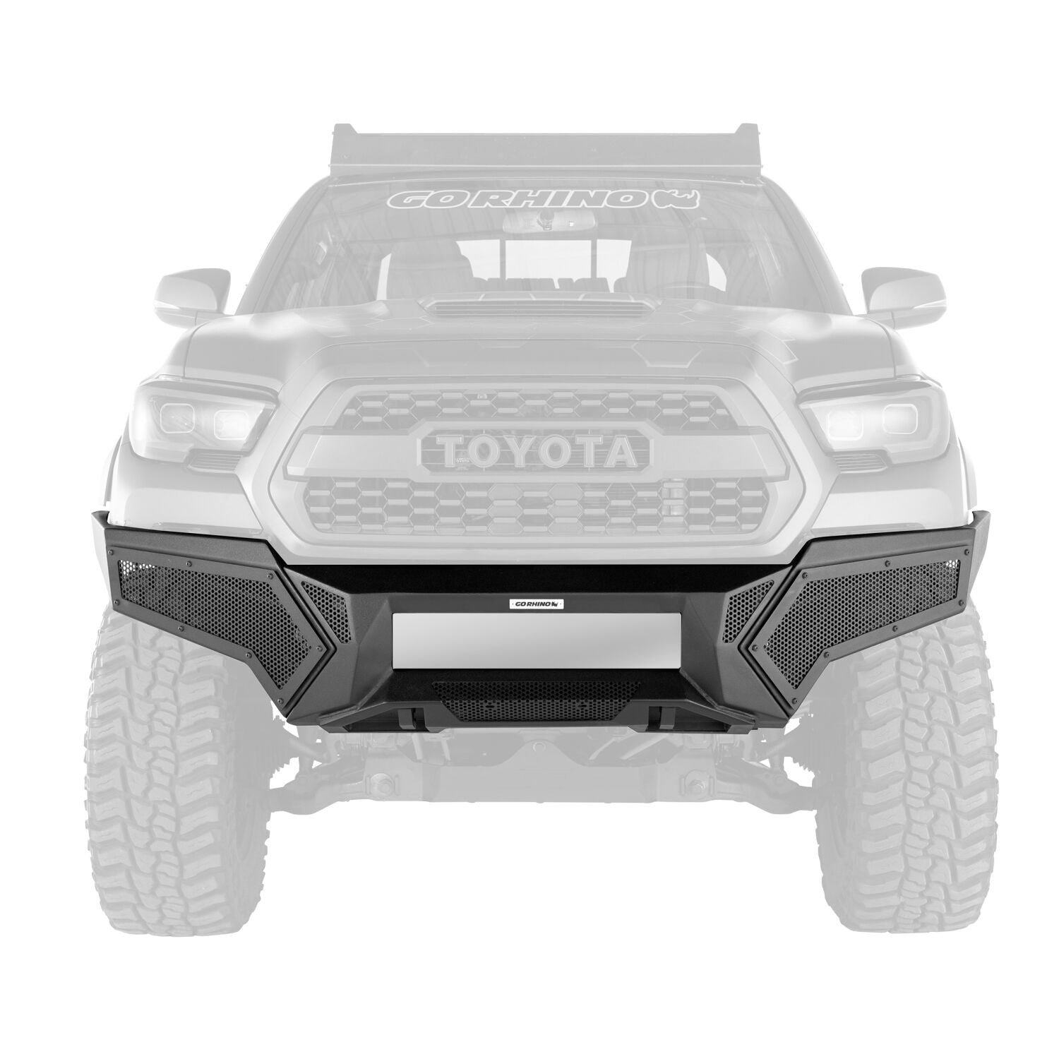 Element Front Bumper with Fixed Light Bar Mount Textured Black 2016-2023 Toyota Tacoma Go Rhino-2