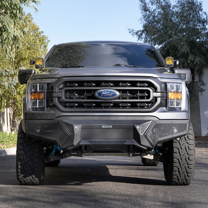 Element Front Bumper with Power Actuated Hide Away Light Bar Mount Textured Black 2021-2023 Ford F-150 Go Rhino-3