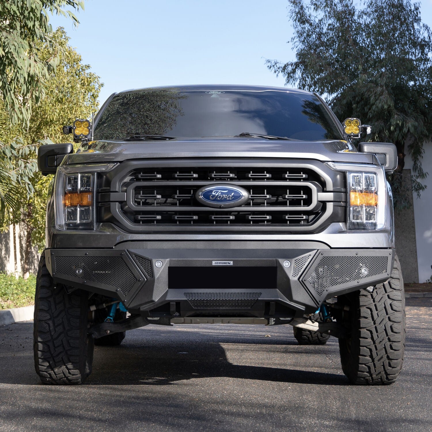 Element Front Bumper with Fixed Light Bar Mount Textured Black 2021-2023 Ford F-150 Go Rhino-5